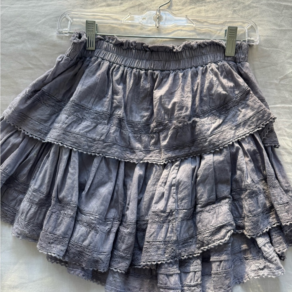 LoveShackFancy mini Ruffle skirt hand-dyed grayish